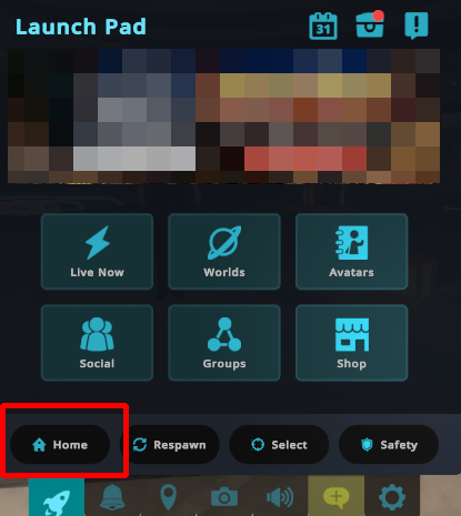 VRChatで他のワールドから自分だけのプライベートなHomeに帰る方法。個人的に、なぜか心理的盲点になりやすいボタン。